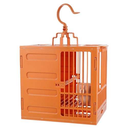 VILLCASE Papageienkäfig aus Braunem Kunststoff mit Atmungsaktivem Design und Einfachem Verstauen Praktisches Vogelhaus für Freunde mit Kleinen Papageien als Vogelbadewanne