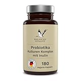 Probiotika - 20 Mrd. KBE je Tagesdosis - 180 vegane Kapseln Jahresvorrat - 20 Bakterienstämme + Inulin - magensaftresistent - ohne Zusatzstoffe - laborgeprüft - Made in Germany - Balanced Vitality