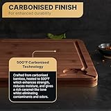 Deer & Oak X-Large Carbonised Cutting Board 44x30x2cm, Pre-Oiled Wooden Bamboo Chopping Board for Carving Meat, Fish, Vegetables, Fruits, Cheese, Bread - Image 2