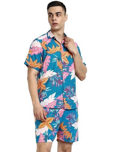 Image of GRECIILOOKS Co Ord Set for Men | Trendy Night Dress for Boys | Shirt and Shorts Combo for Lounge | Stylish Summer and Travel Wear | Men's Matching Two-Piece for Vacation