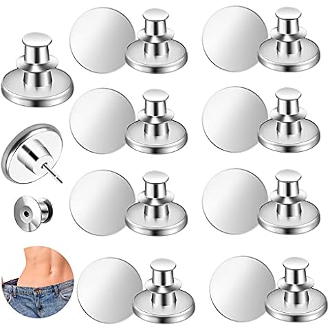 10 Sets Botones para Pantalones Vaqueros, 17 mm Botones para Vaqueros Sin Costuras, Botones Desmontables Vaqueros Botones Pantalon Ajustables, Botones Jeans Metalicos para Pantalon Vaqueros, Plateado Cover