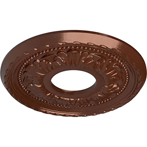 Image of Ekena Millwork CM11PMCPS 11 3 /8 inchOD X 3 5 /8 inchID X 7 /8 inchP Palmetto Ceiling Medallion Fits Canopies Up to 4 1 /2 inch, Copper Penny