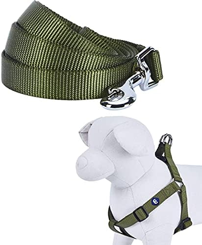 Blueberry Pet Essentials Bundle Set - Small Military Green Leash + Chest Girth 16.5-21.5" Harness image 5