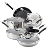 Circulon Momentum Stainless Steel Nonstick Cookware Set with Glass Lids 11 Piece Pot and Pan Set Stainless Steel