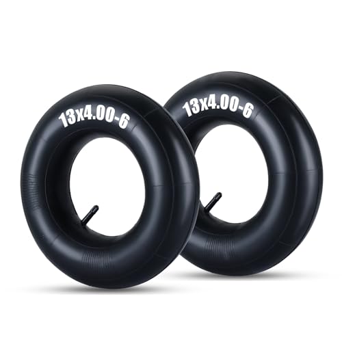 FLKQC 2 Pack 13x4.00-6 Heavy Duty Inner Tubes with TR-13 Valve Stem Replacement Lawn Mower Tire Tubes for Tractors Wheelbarrows ATVs Go Karts & More (13x4.00-6 TR-13)