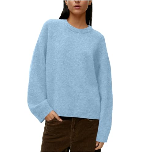 Fall Sweaters for Women 2025 Casual Chunky Knit Sweater Trendy Warm Solid Long Sleeve Crewneck Pullover Outfits