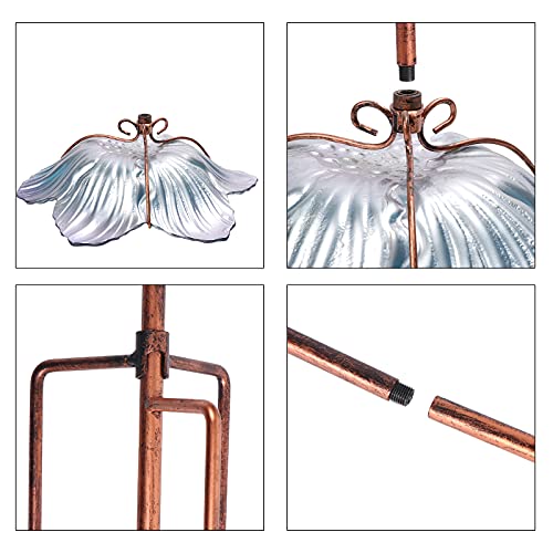 Outdoor Bird Bath Glass Birdbath Garden Birdfeeder With Metal Stake Blue(Height:26Inch) #TOP6