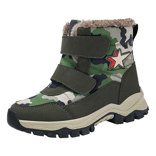 IWIHMIV Toddler Boys Winter Boots Girls Non Slip Outdoor High Top Hiking Shoes Comfortable Warm Winter Boots