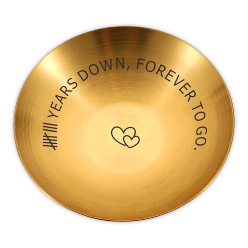Cunegra 8 Year Bronze Anniversary Wedding Gifts Bronze Ring Holder Jewelry Tray Stainless Steel Anniversary Wedding Gifts for Wife Husband Couples Memorial Present
