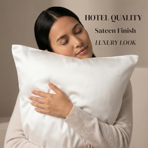 Image of Beckham Hotel Collection Queen Pillows with Cotton Pillowcases Sets of 2, Soft Down Alternative Pillows, Open End Cases for Easy Changing, White
