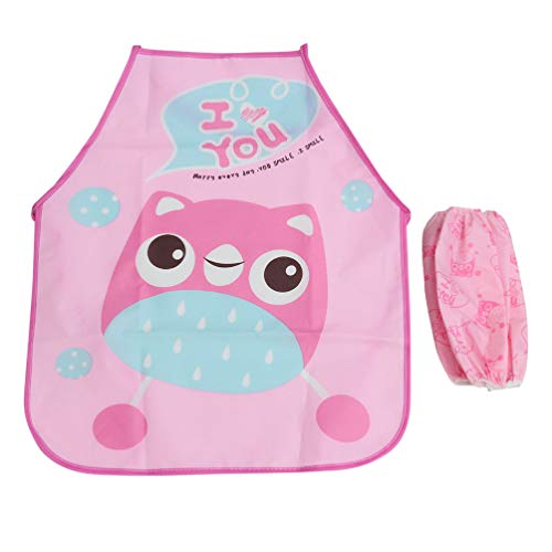UPKOCH Kids Apron Sleeves Anti Dust EVA Washable Cartoon Painting Aprons Art Aprons for Activities Crafts Drawing Baking Kids Pretend Supplies 3pcs Pink