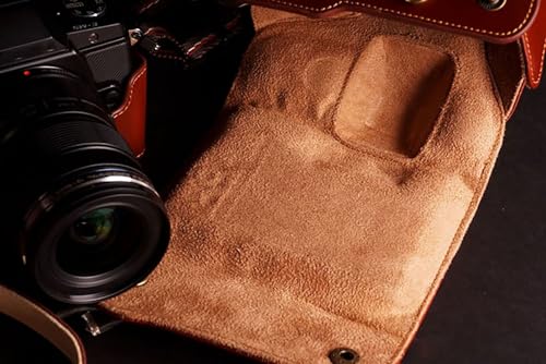 Housse Olympus EM5 cuir véritable marron pour protéger des rayures - 3