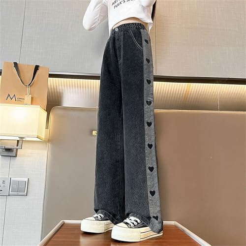 Girls Wide Leg Jeans Kids Baggy Elastic Waist Casual Denim Pants with Pockets Casual Loose Fit Distressed Pants2
