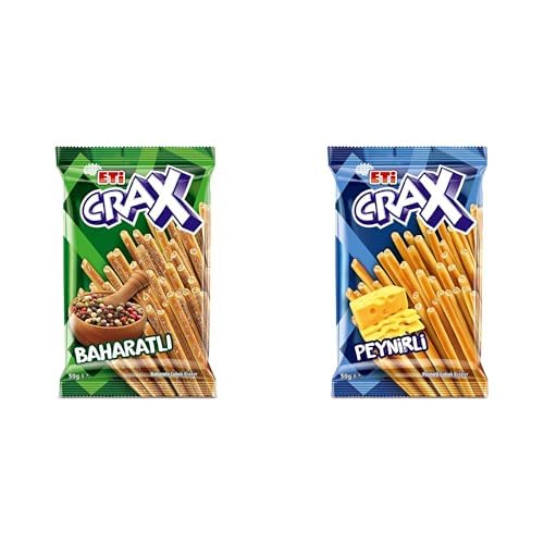 Eti Crax Seti | Baharatlı Çubuk Kraker 50 g x 20 Adet x1 + Peynirli Çubuk Kraker 50 g x 20 Adet x1