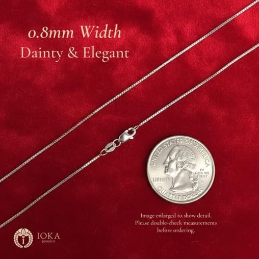 Ioka - REAL Solid 14K Gold 0.8mm Box Chain Necklace For Women with Lobster Clasp - Image 8