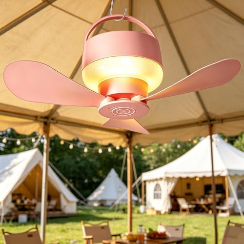 Ventilador de techo para camping con luz LED y batería de 1800 mAh para acampada exterior 3