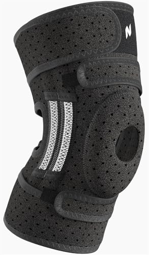 NEENCA ELITE Knee Brace for Men & Women - Open-Back Knee Support with Side Stabilizers & Patella Support for Meniscus Tear Arthritis Pain Injury Recovery Running Sports (Black Medium)