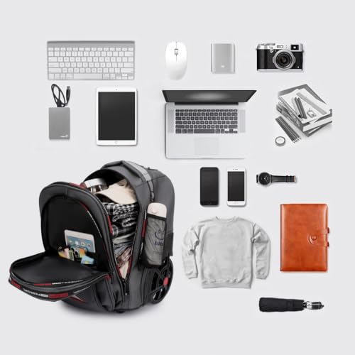 Image of Rolling Backpack for Adults, 22 Inch Backpack with Wheels for Business, College Student and Travel Commuter, Large Backpack on Wheels for Work (Grey)