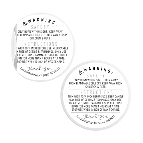 Candle Safety Stickers | 50 Pack | 2.5" Round | Candle Making Labels for Candle Jar