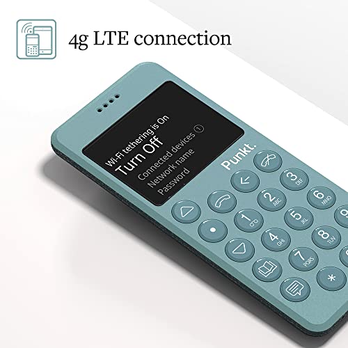 Image of Punkt. MP02, Minimalist Mobile Phone, New Generation, 4G LTE, WiFi, Hotspot, Digital Security, Nano-SIM, Unlocked, Language - French - Light Blue