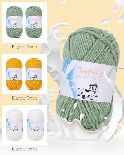 Image of Coopay Yarn for Crocheting Knitting, Crochet Yarns, 2 x 1.76oz - 120yds - 60% Cotton 40% Acrylic Blend Yarns, Granny Square Blanket Yarn (Ginger Yellow)