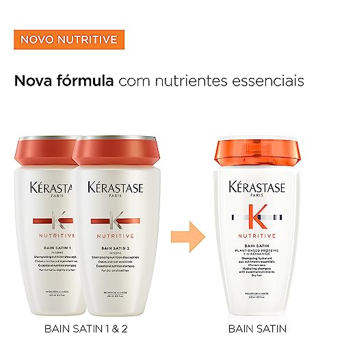 Kérastase Shampoo Nutritive Bain Satin, Shampoo Hidratante, Para Cabelos Secos e Ressecados, Nutriçã