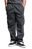 G-Style USA Men's Solid Fleece Cargo Pants DFP2 - CHARCOAL - Large