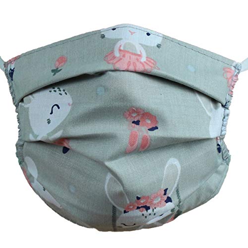 Preisvergleich Produktbild Kinder Mundbedeckung, Mund Nase Maske 100% Baumwolle, waschbar, Hase