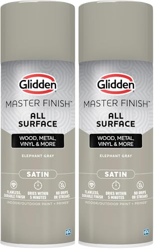 Image of Glidden Master Finish 12 oz. Satin Elephant Gray Interior /Exterior All Surface Spray Paint and Primer (Pack of 2)