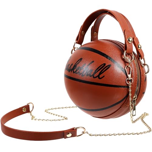 Bolso de baloncesto para niñas con espacio amplio de PU marrón y cadena duradera