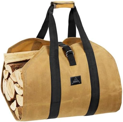 Case4Life Firewood Bag - Log Carrier for Wood - Heavy Duty Waxed Canvas ...
