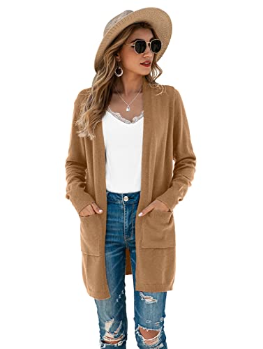 Image of TASAMO Cardigan Sweaters for Women Long Sleeve Open Front Casual Knit Fall Coat Oversized Soft Outwear with Pockets