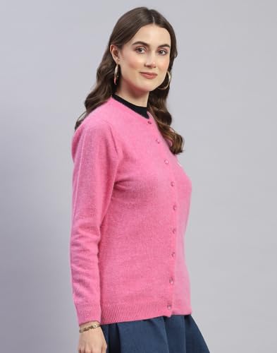 Image of Monte Carlo Women Regular Fit Full Sleeve Solid Round Neck Winter Cardigan (Pack of 1)