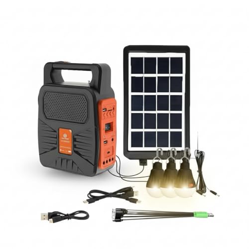 Image of Drumstone 5 𝒀𝒆𝒂𝒓𝒔 𝑾𝒂𝒓𝒓𝒂𝒏𝒕𝒚 Portable Solar Power Station with Rechargeable Battery, LED Lighting & USB Output for Home Camping Travel