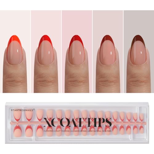BTArtboxnails XCOATTIPS Red French Tip Press on Nails - Red