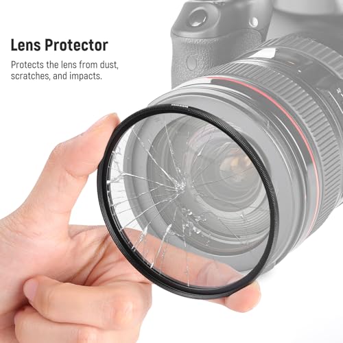 NEEWER 55mm UV MC Filtro Protección con Tapa Lente, Nanorrecubrimientos Resistentes/Vidrio Optico HD/Repelente al Agua/Resistente a Arañazos/Marco Ultradelgado Aaleación Aluminio/Filtro Ultravioleta - imagen 5