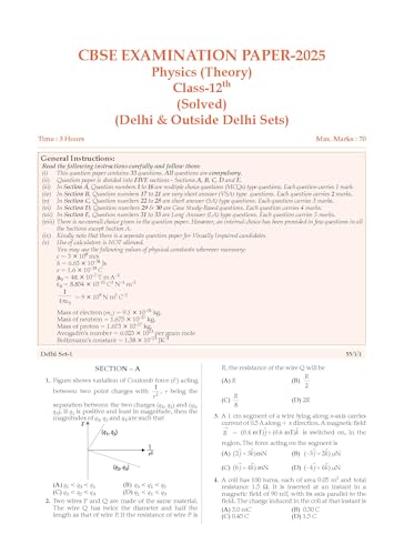Oswaal CBSE Question Bank Chapterwise and Topicwise SOLVED PAPERS Class 12 Physics For Exam 2026