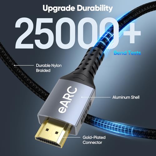 8K HDMI ARC/eARC Cable for Soundbar 10ft, Ultra High Speed HDMI 2.1 48Gbps by DIOOEER - Used condition - Image 6