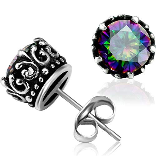 Retro Vintage Celtic Knot Stainless Steel Fire Crystal Stud Earrings (Fire) #TOP22