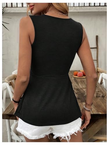 SOLY HUX Women's Peplum Tank Top Twist Front V Neck Sleeveless Babydoll Summer Going Out Tops2