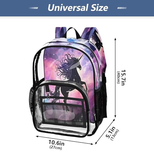 Galaxy Horse Clear Backpack - Stadium Approved Large 15.7-inch Waterproof Transparent Bag for Sports, Concerts, Work, Travel#564