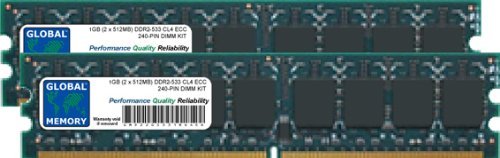  GLOBAL MEMORY 2 GB (2 x 1 GB) DDR2 533 MHz PC2 – 4200 240-PIN ECC DIMM (UDIMM) Memoria RAM Kit per Servers/Workstations/schede Madri