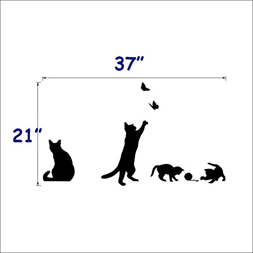 Vinilo Decorativo Gatos jugando con Mariposa 37x21 in miniatura 7