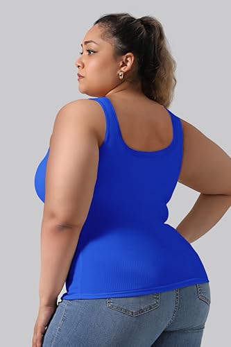 Image of Plus Size U-Back Casual Workout Tank Tops for Women with Built-in Bra, Padded Racerback Gym Athletic Yoga Tops
