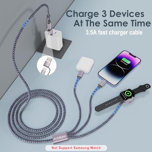 Image of 2Pack Travel Essentials,Multi Charging Cable for Apple Watch Charger Gray
