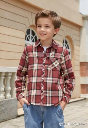 Image of Betusline Boy and Men Button Down Plaid Shirt | Soft,Breathable and Comfortable Fabric