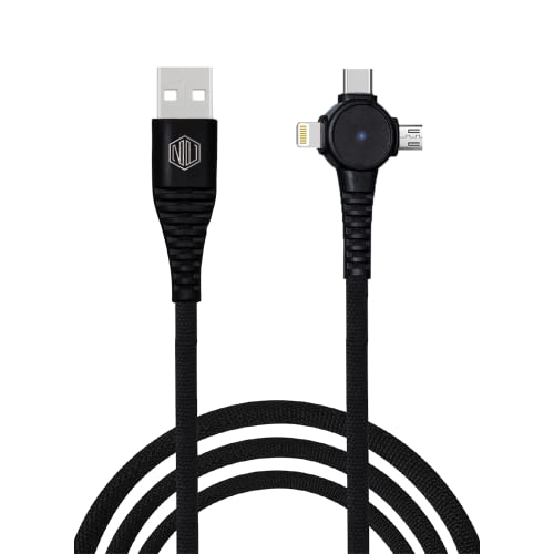 Image of Nu Republic Blaze Trinity 2.0 3-in-one USB Type C Cable 1 m USB-A to Type-C + MicroUSB + Type-L Fast Charge Cable (Compatible with Mobile, Tablet, Laptop, Black, One Cable)