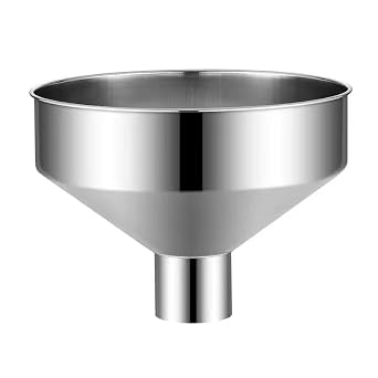 Wide Mouth Funnel Industrial Funnel Large Diameter Funnel 304 Stainless Steel Simple Lightweight Thick Hand Large Durable Smooth Curl Filter Stackable Multifunctional Fill Bar Restaurant