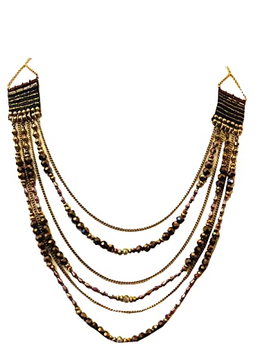 Dev Enterprises Alloy Multi Layered Crystal Necklace | Brown | 10 * 10 * 10 Cm