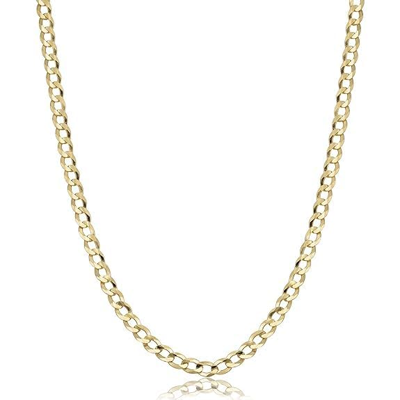 Italian 14K Solid Yellow Gold Cuban Link Curb Chain Necklace for Men & Women Diamond Cut with Lobster Claw Clasp 14K Real Gold Chain Jewelry (2mm-3MM)3